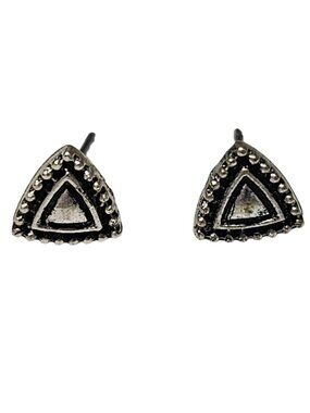 Vintage Triangle Stud Earrings Silver Tone Classic Minimalist Fashion Jewelry